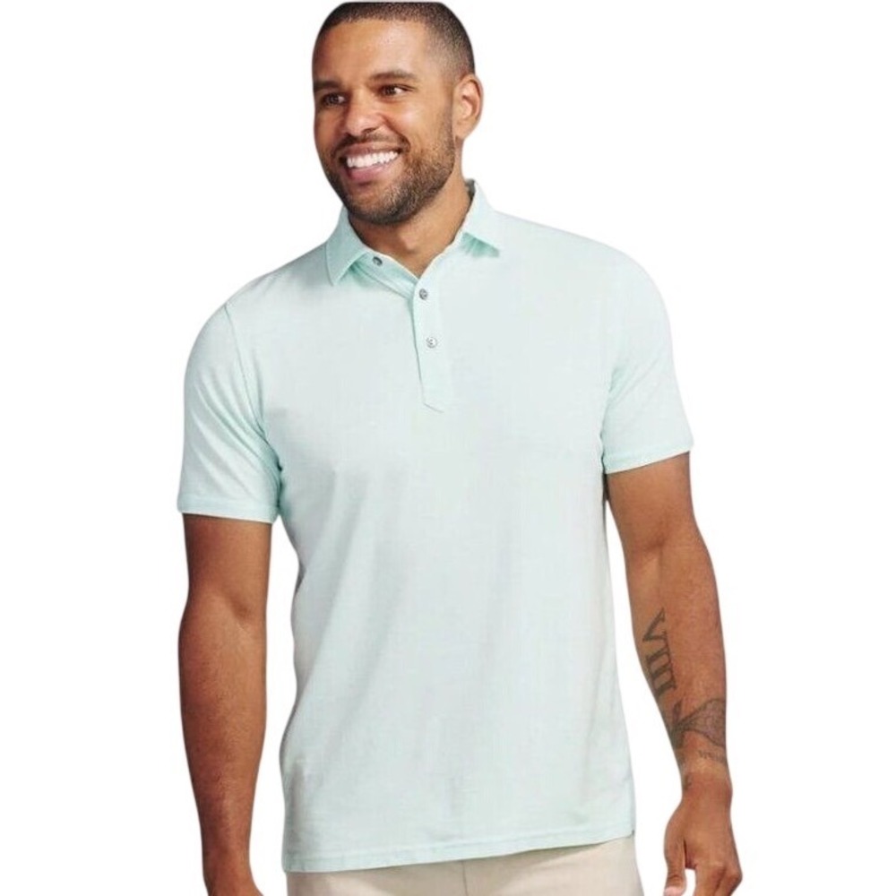 Tasc Performance Carrollton Polo Mens Large Mint Green Bamboo Cotton TM642
